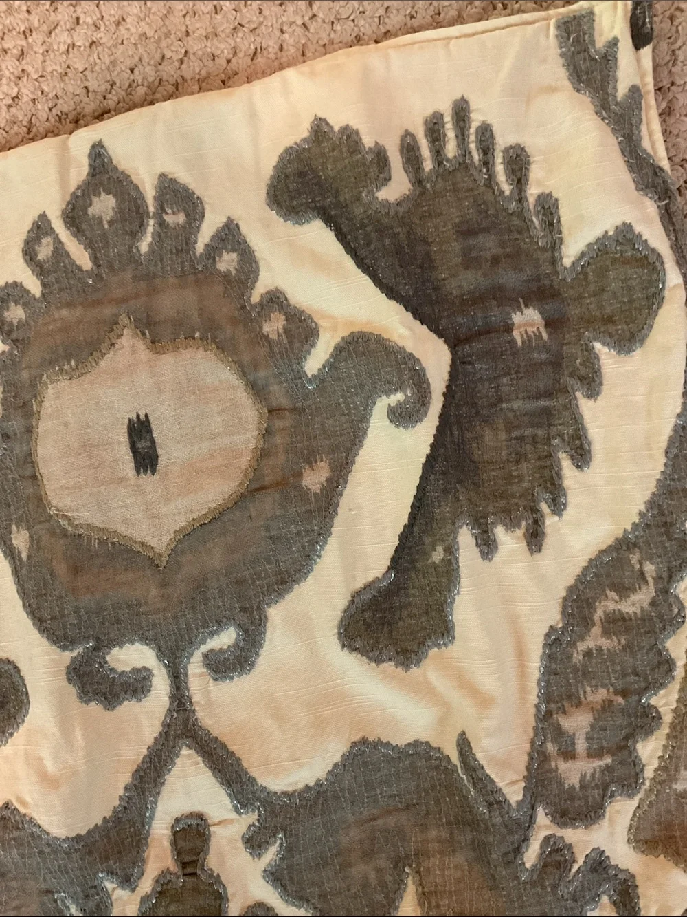Pottery Barn Hudson Ikat Embroidered Pillow Cover - 24” Neutral